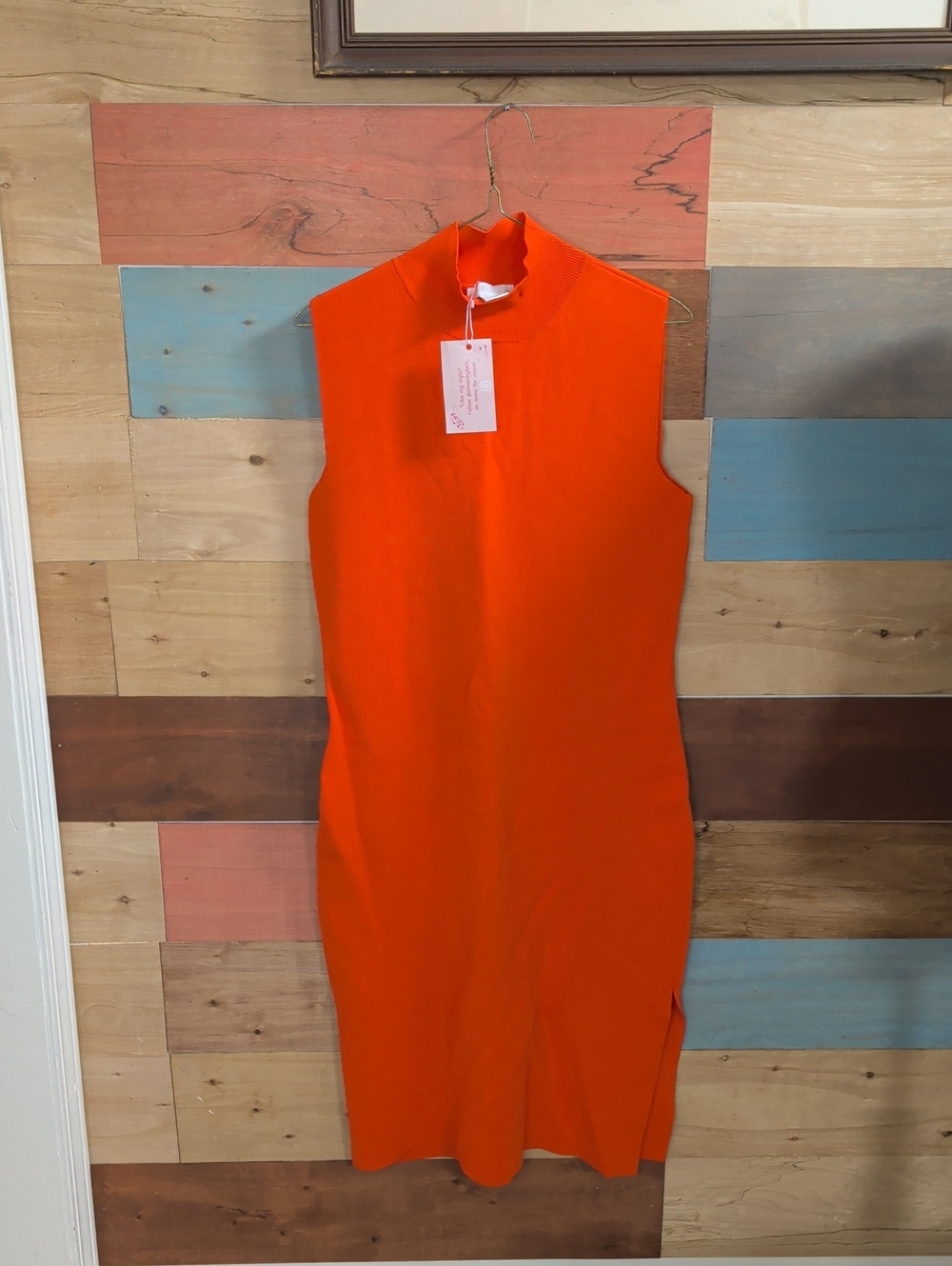 House of Harlow 1960 Sleeveless Mock Neck Midi in Bright Orange